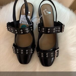 Report Black Buckle Sandals